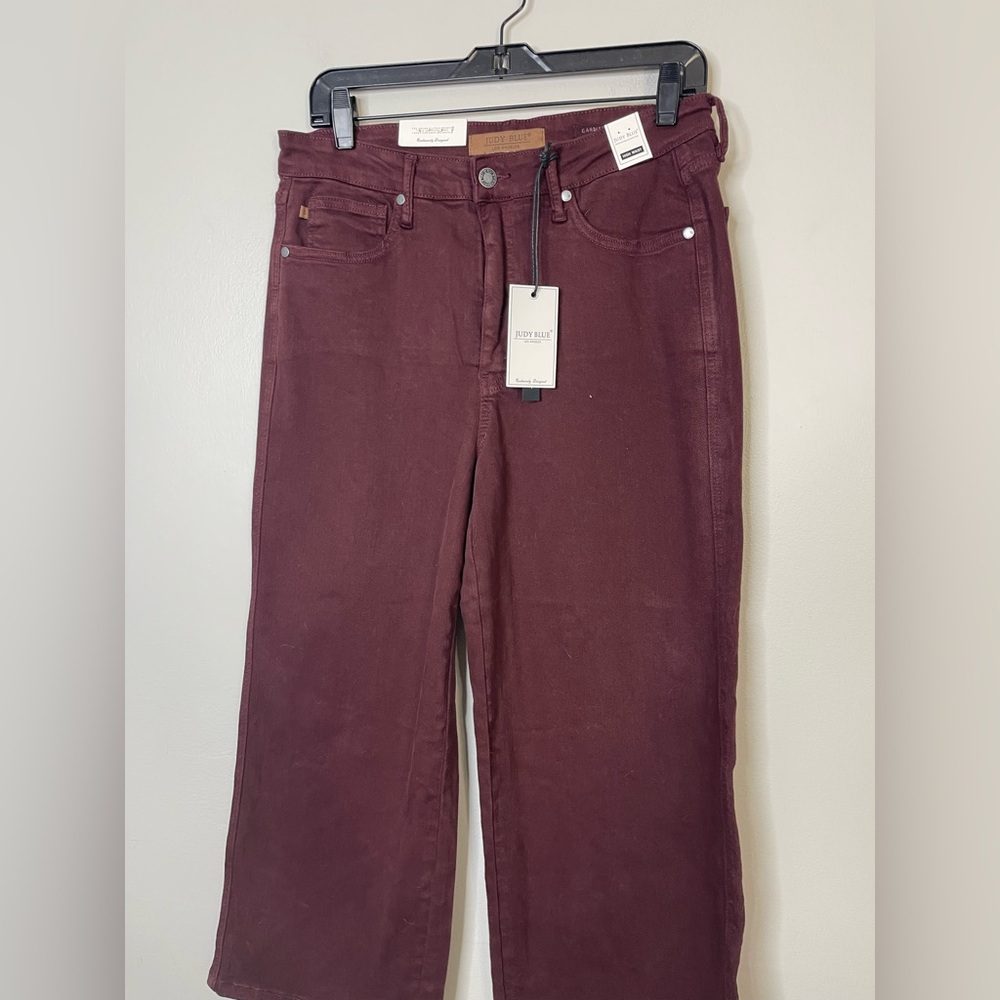 Judy Blue NWT Berry Wide Leg High Riss Tummy Control Jeans Sz 30 - Picture 3 of 10